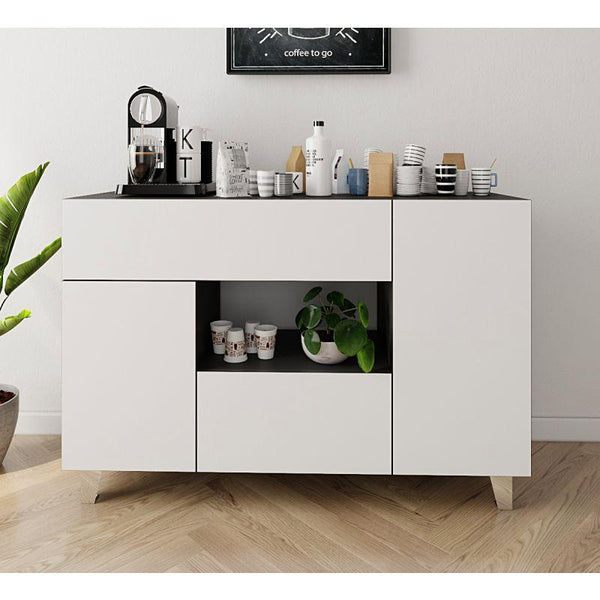 Coffee Corner with Two Shelves and Two Drawers (Black and White) By Alhome - Zrafh.com - Your Destination for Baby & Mother Needs in Saudi Arabia