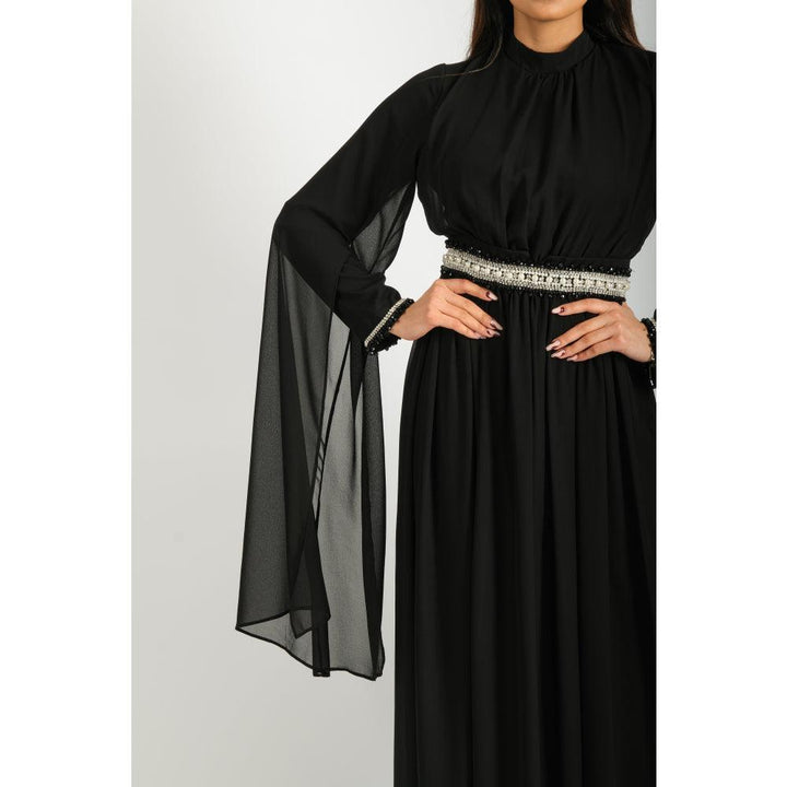 Londonella Women's Long Sleeves Abaya With Waist Belt - Black - 100245 - Zrafh.com - Your Destination for Baby & Mother Needs in Saudi Arabia