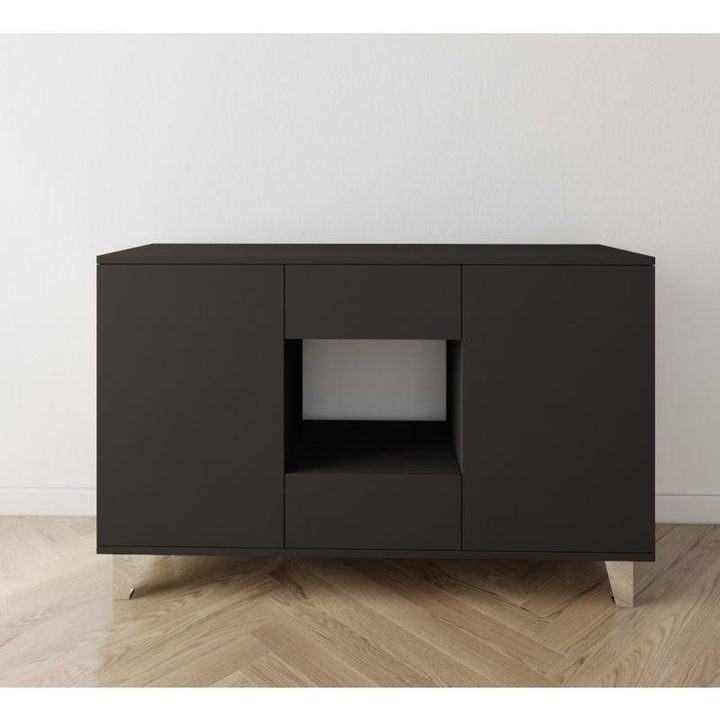 Black Coffee Corner with Two Doors and Two Sliding Drawers By Alhome - Zrafh.com - Your Destination for Baby & Mother Needs in Saudi Arabia