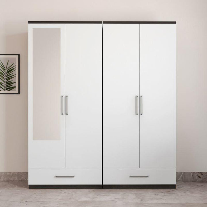 Wardrobe with 4 Doors and 2 Drawers, White By Alhome - Zrafh.com - Your Destination for Baby & Mother Needs in Saudi Arabia