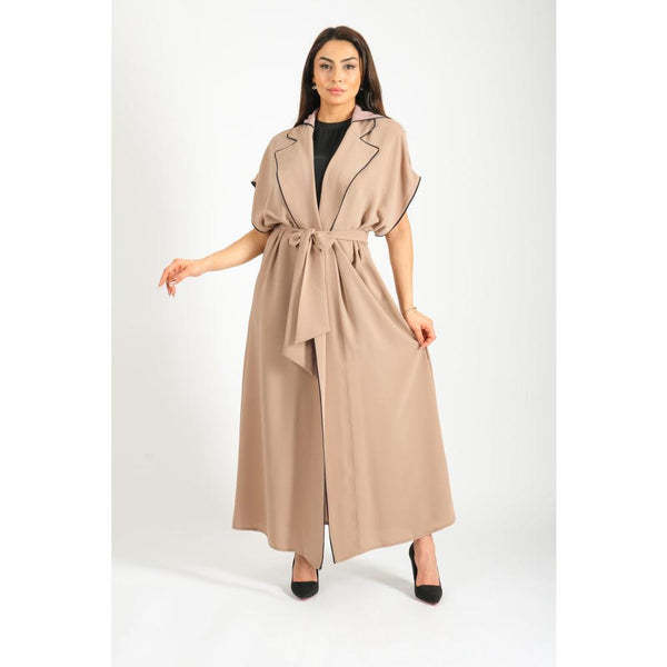 Londonella Women's long Abaya With Short Wide Sleeves & Waist Belt - Camel - 100242 - Zrafh.com - Your Destination for Baby & Mother Needs in Saudi Arabia