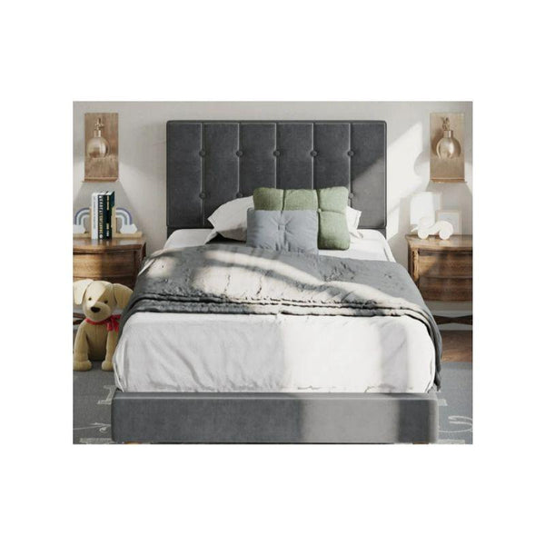 Gray Velvet Single Bed Size 120x200 By Alhome - 110110088 - Zrafh.com - Your Destination for Baby & Mother Needs in Saudi Arabia