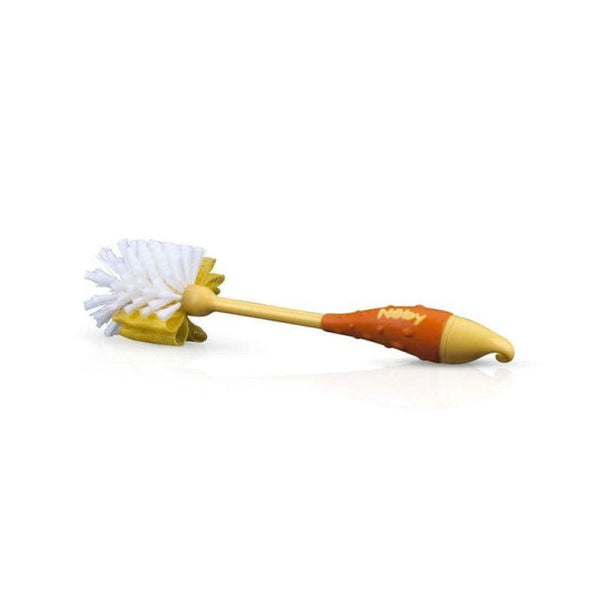 Nuby Deluxe Bottle/Nipple Brush with Netting and Hook Bottom Yellow - ZRAFH