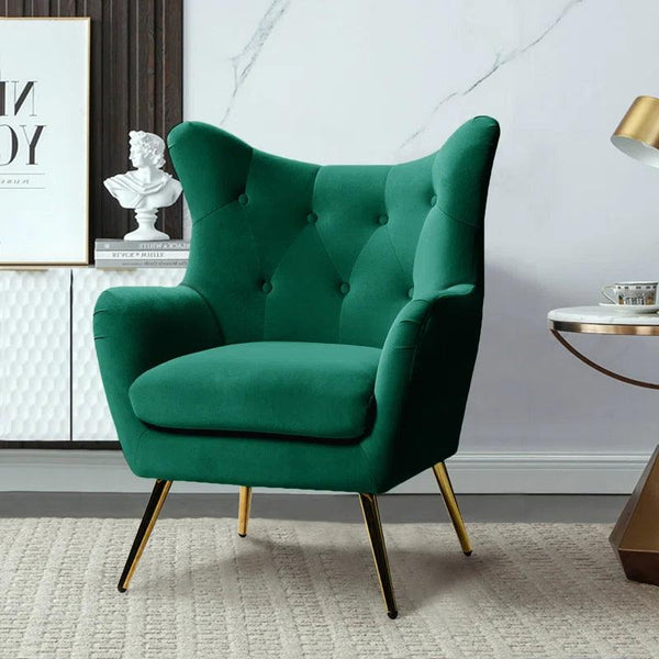 Enchanted Elegance: Green Velvet Chair By Alhome - Zrafh.com - Your Destination for Baby & Mother Needs in Saudi Arabia