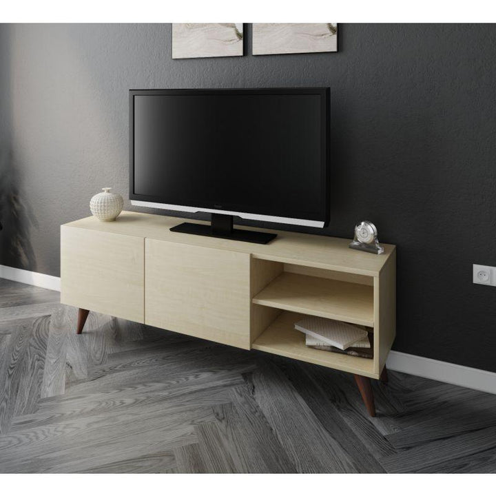 Two-Door TV Table with Brown Legs By Alhome - Zrafh.com - Your Destination for Baby & Mother Needs in Saudi Arabia