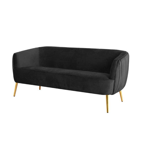 Velvet 3-Seater Sofa in Sleek Black By Alhome - 110111527 - Zrafh.com - Your Destination for Baby & Mother Needs in Saudi Arabia