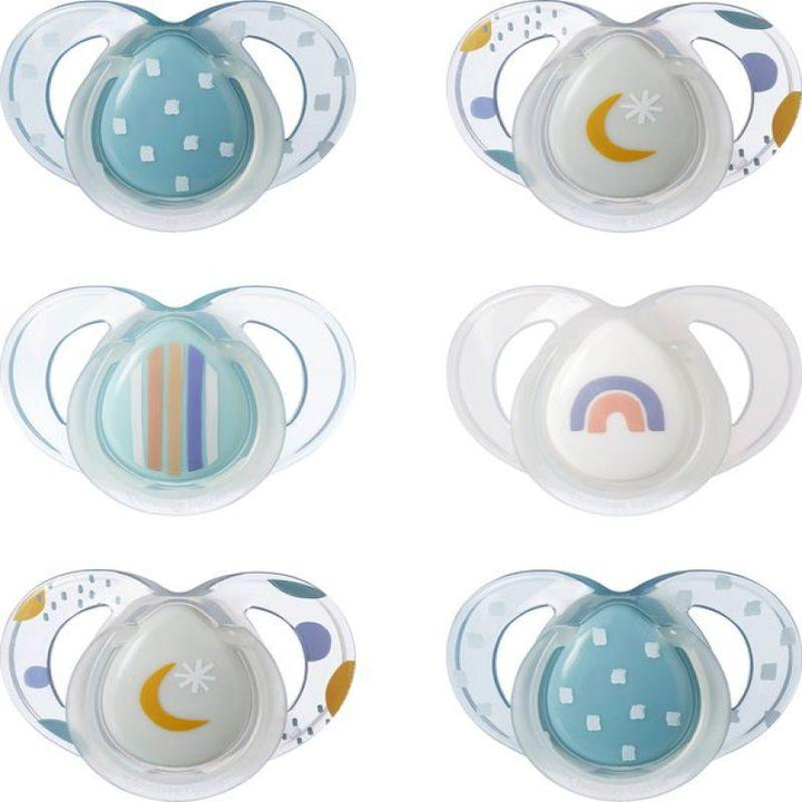 Tommee Tippee Night Time Soother Dummies - Pack of 6 - Zrafh.com - Your Destination for Baby & Mother Needs in Saudi Arabia