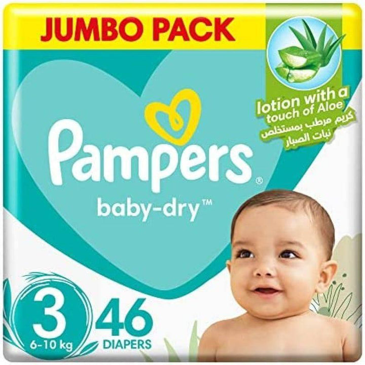 Pampers Baby-Dry, Size 3, Midi, 6-10 Kg, Jumbo Pack, 46 Diapers - ZRAFH