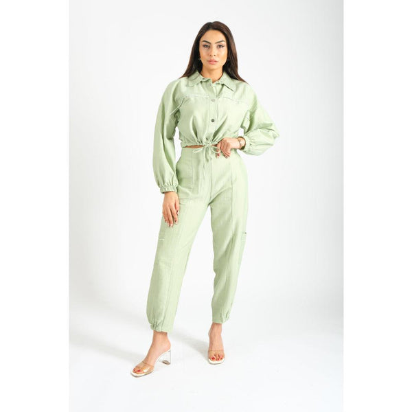 Londonella Women's long-sleeved shirt & closed-bottom Pants Set - 2 Pieces - Green - 100226 - Zrafh.com - Your Destination for Baby & Mother Needs in Saudi Arabia