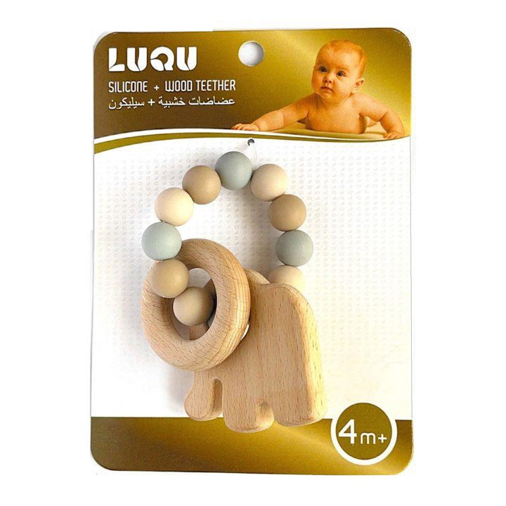 Luqu Silicone Wood Teether- Elephant - ZRAFH