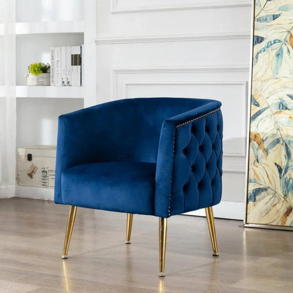 Indigo Velvet Elegance: Stylish Chair for Luxurious Comfort By Alhome - Zrafh.com - Your Destination for Baby & Mother Needs in Saudi Arabia