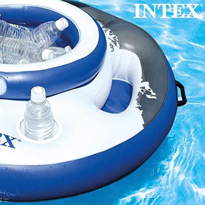 Intex Mega Chill Cool Box Inflatable Swimming Ring Beverage Cooler - Blue - 56822 - ZRAFH