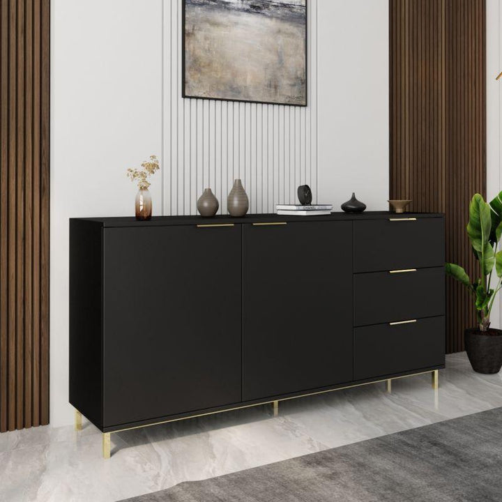 Black Brown Console with 2 Doors and 3 Drawers By Alhome - Zrafh.com - Your Destination for Baby & Mother Needs in Saudi Arabia