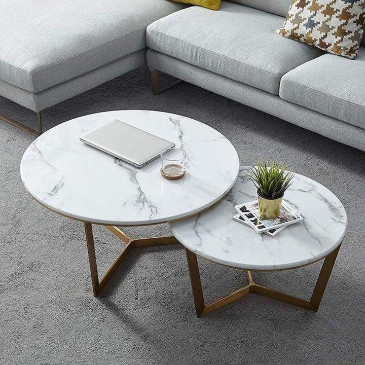 Dual Marble Side Tables for Striking Elegance By Alhome - Zrafh.com - Your Destination for Baby & Mother Needs in Saudi Arabia