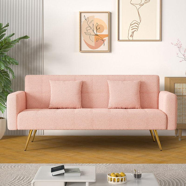 3-Seater Bouclé Sofa in Soft Pink By Alhome - Zrafh.com - Your Destination for Baby & Mother Needs in Saudi Arabia