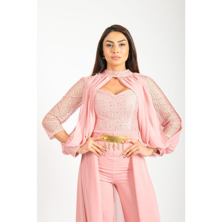 Londonella Women's Long Split Sleeve Wide Leg Jumpsuit with High Waisted Belt - 100254 - Zrafh.com - Your Destination for Baby & Mother Needs in Saudi Arabia