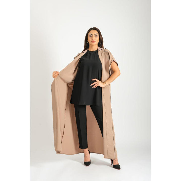 Londonella Women's long Abaya With Short Wide Sleeves & Waist Belt - Camel - 100242 - Zrafh.com - Your Destination for Baby & Mother Needs in Saudi Arabia