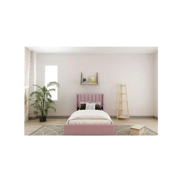 Pink Velvet Single Bed Size 120x200 By Alhome - 110110078 - Zrafh.com - Your Destination for Baby & Mother Needs in Saudi Arabia