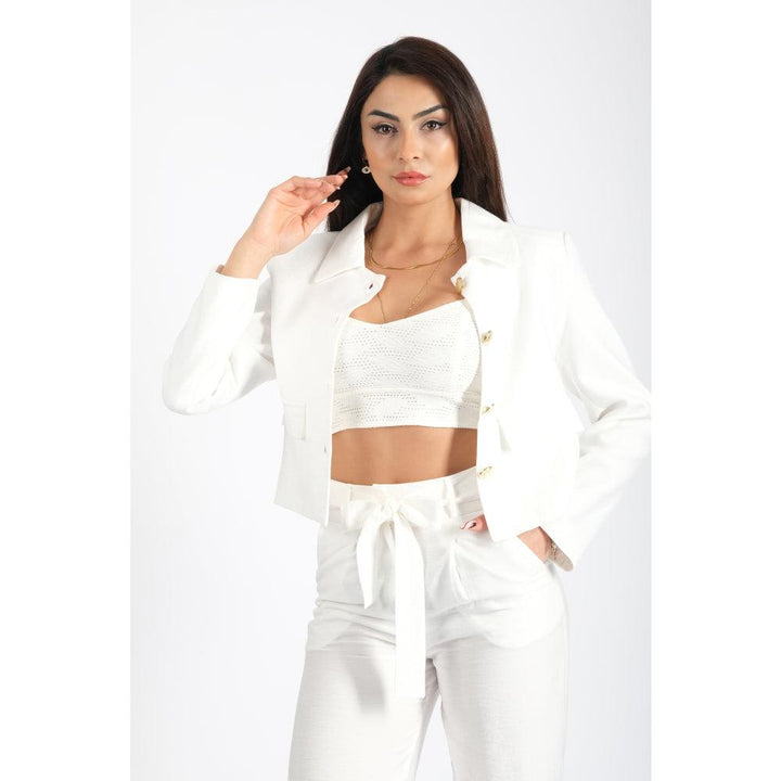Londonella Short Jacket and high waist pants - White - 100108 - Zrafh.com - Your Destination for Baby & Mother Needs in Saudi Arabia