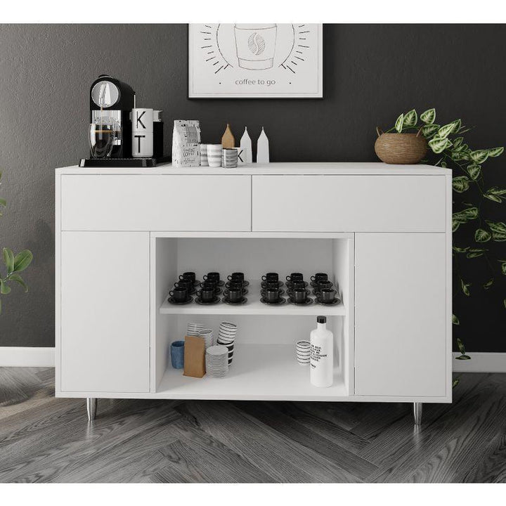 White Coffee Corner with Shelves and Drawers By Alhome - Zrafh.com - Your Destination for Baby & Mother Needs in Saudi Arabia