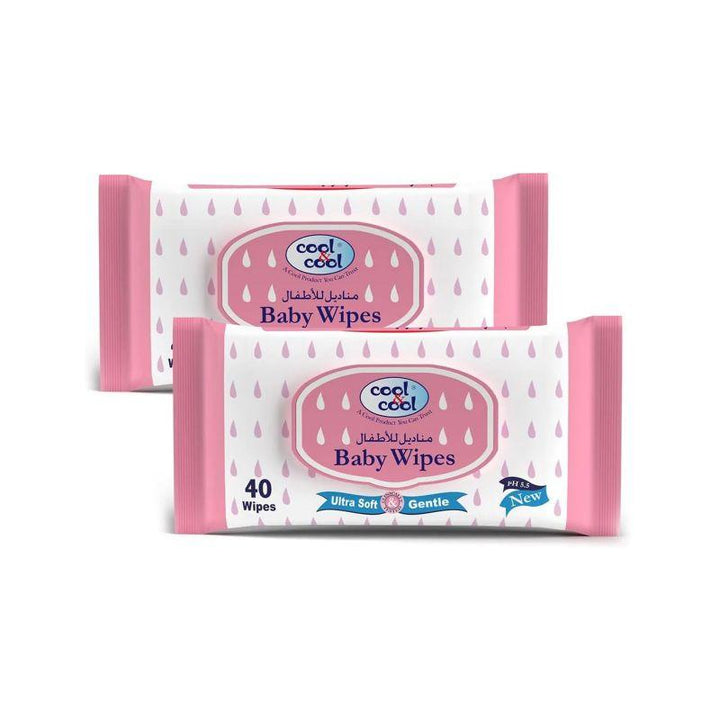 Cool & Cool Baby Wipes Twin Pack - 80 Wipes - Zrafh.com - Your Destination for Baby & Mother Needs in Saudi Arabia