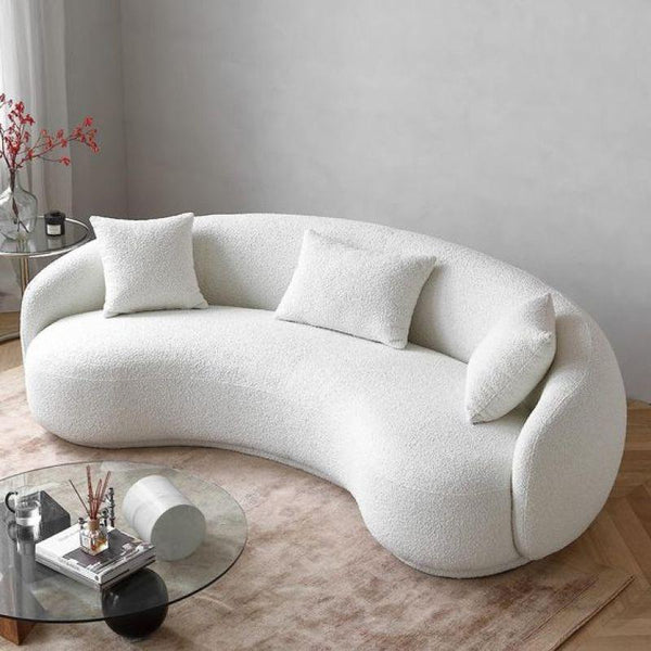 Classic Beige Boucle 3-Seater Sofa Swedish Wood By Alhome - Zrafh.com - Your Destination for Baby & Mother Needs in Saudi Arabia