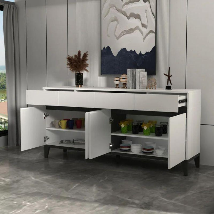 White Console with 4 Doors and 4 Drawers By Alhome - Zrafh.com - Your Destination for Baby & Mother Needs in Saudi Arabia