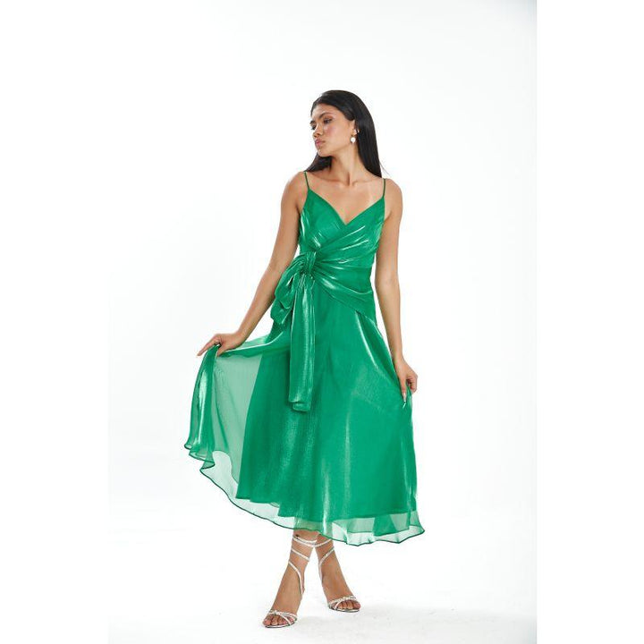 Londonella Women's Long Summer Dress With Straps Shoulders - Green - LON100288 - Zrafh.com - Your Destination for Baby & Mother Needs in Saudi Arabia