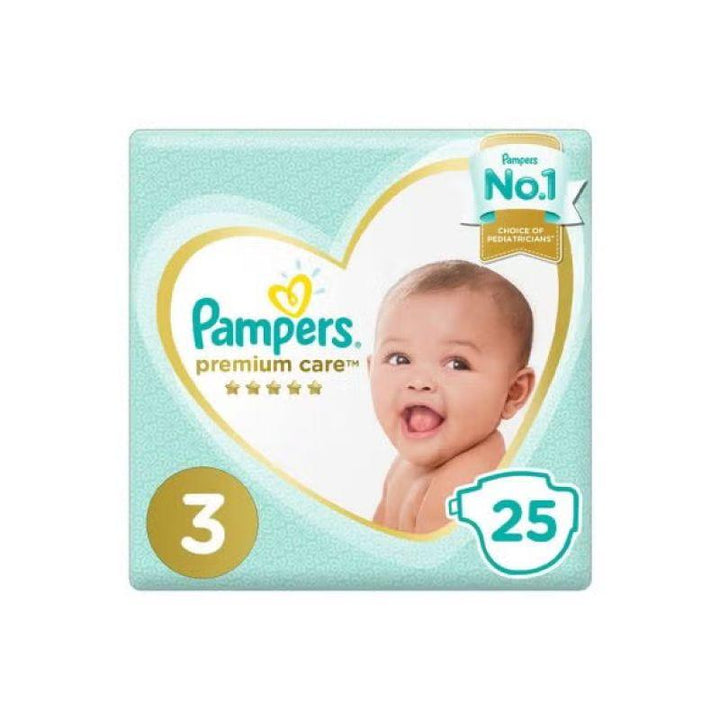 Pampers Premium Care - Size 3 - Midi - 6-10 kg - Mid Pack - 25 Diapers - Zrafh.com - Your Destination for Baby & Mother Needs in Saudi Arabia