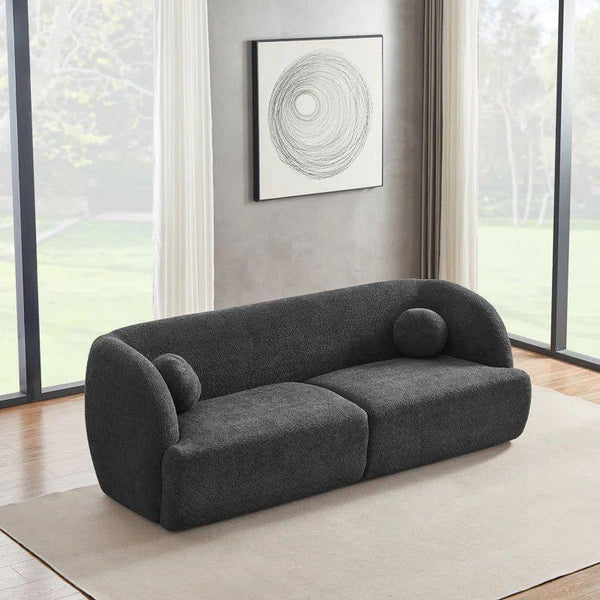 Classic Black Boucle 3-Seater Sofa Swedish Wood By Alhome - Zrafh.com - Your Destination for Baby & Mother Needs in Saudi Arabia