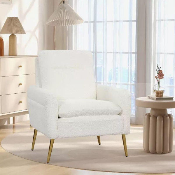 Classic Boucle Arm Chair - White - 80x85x85 cm - By Alhome - Zrafh.com - Your Destination for Baby & Mother Needs in Saudi Arabia