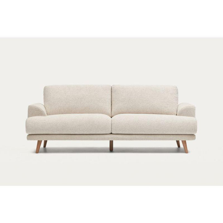 Beige Suede Wood 3-Seater Sofa - Size: 220x85x85, Material: Linen By Alhome - 110112199 - Zrafh.com - Your Destination for Baby & Mother Needs in Saudi Arabia