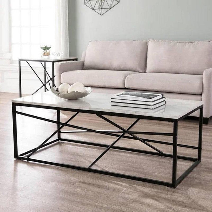 Coffee Table 110x60x45 cm - White & Black By Alhome - Zrafh.com - Your Destination for Baby & Mother Needs in Saudi Arabia