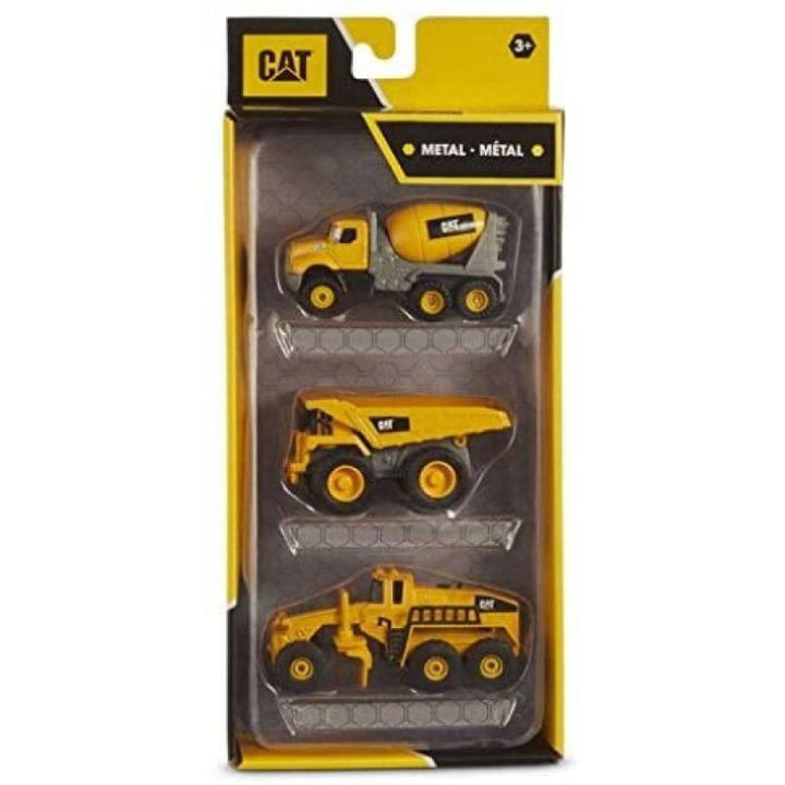 Funris Cat Die cast metal Mixer, Dump Truck, & Grader- 3 packs - yellow and black - ZRAFH