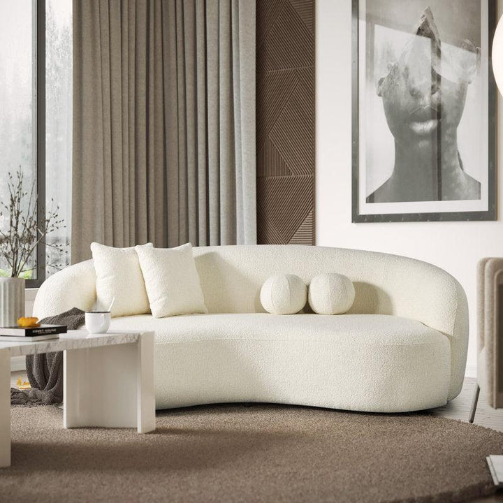 Timeless Elegance: 3-Seater Bouclé Sofa in Beige By Alhome - Zrafh.com - Your Destination for Baby & Mother Needs in Saudi Arabia