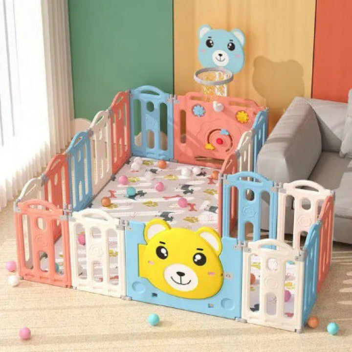 Baby Love Bear Foldable Fence Playpen -185X185X62 Cm - Zrafh.com - Your Destination for Baby & Mother Needs in Saudi Arabia