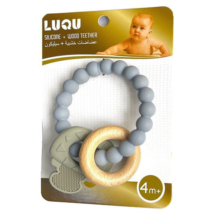 Luqu Silicone And Wood Teether- Elephant Ring - ZRAFH