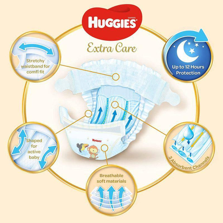 Huggies Jumbo Pack Baby Diapers Extra Care Size +4 (10-16 KG) - 64 Diapers - ZRAFH