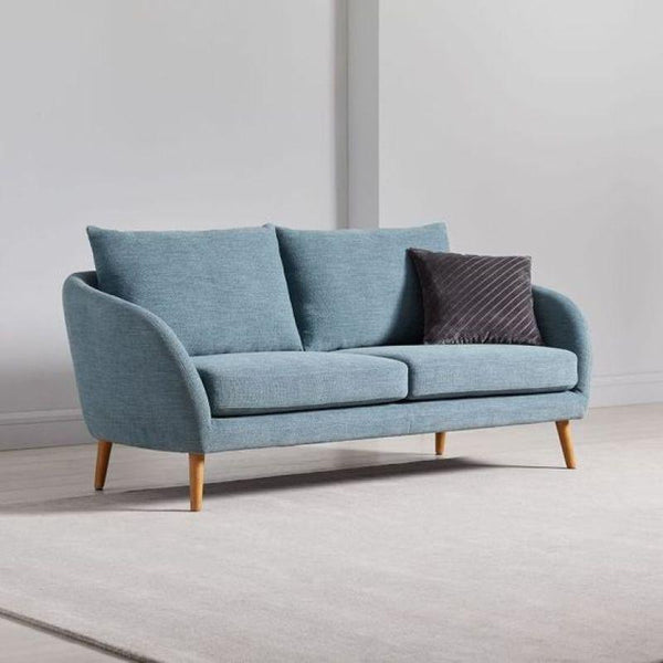 Sky Blue Linen 3-Seater Sofa - 200x85x45 cm - Swedish Wood By Alhome - Zrafh.com - Your Destination for Baby & Mother Needs in Saudi Arabia