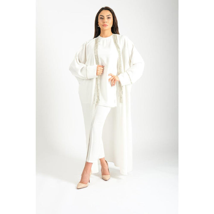 Londonella Women's Long Sleeves Abaya - White - 100243 - Zrafh.com - Your Destination for Baby & Mother Needs in Saudi Arabia