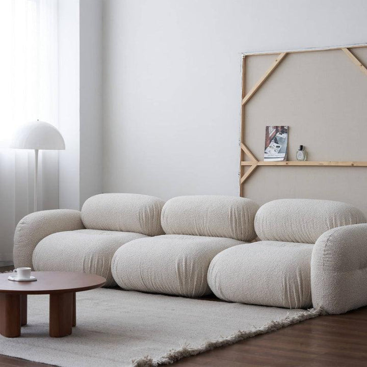 3-Seater Beige Velvet Sofa By Alhome - 110111349 - Zrafh.com - Your Destination for Baby & Mother Needs in Saudi Arabia