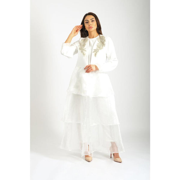 Londonella Women's Dress-Style Abaya With Long Sleeves - White - 100241 - Zrafh.com - Your Destination for Baby & Mother Needs in Saudi Arabia