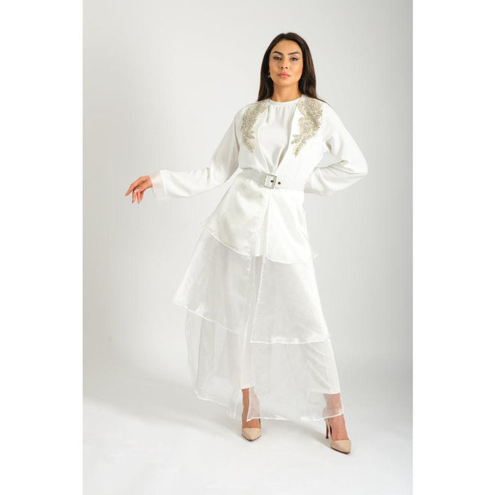 Londonella Women's Dress-Style Abaya With Long Sleeves - White - 100241 - Zrafh.com - Your Destination for Baby & Mother Needs in Saudi Arabia