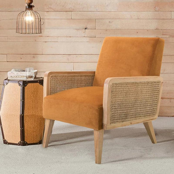 Orange Velvet Lounge Chair By Alhome - Zrafh.com - Your Destination for Baby & Mother Needs in Saudi Arabia