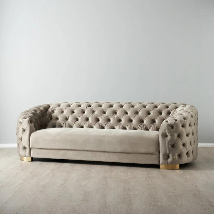 Velvet Beige 3-Seater Sofa By Alhome - 110111569 - Zrafh.com - Your Destination for Baby & Mother Needs in Saudi Arabia