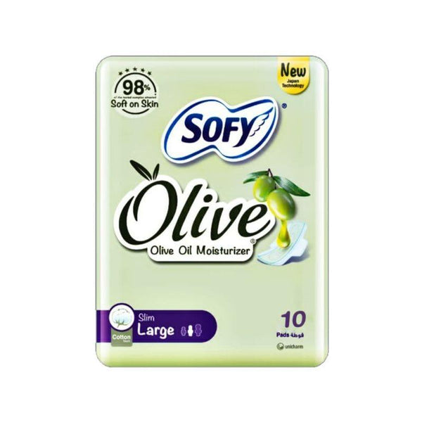 SOFY Olive Slim Large 29 cm, Sanitary Pads with Wings-10 Pads - ZRAFH