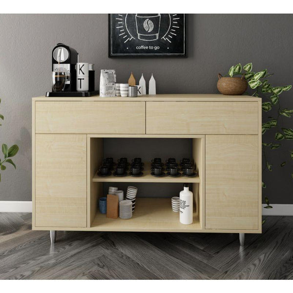 Beige Coffee Corner with Shelves and Drawers By Alhome - Zrafh.com - Your Destination for Baby & Mother Needs in Saudi Arabia