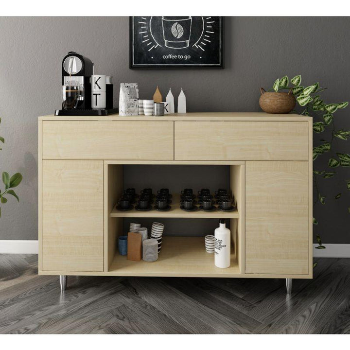 Beige Coffee Corner with Shelves and Drawers By Alhome - Zrafh.com - Your Destination for Baby & Mother Needs in Saudi Arabia