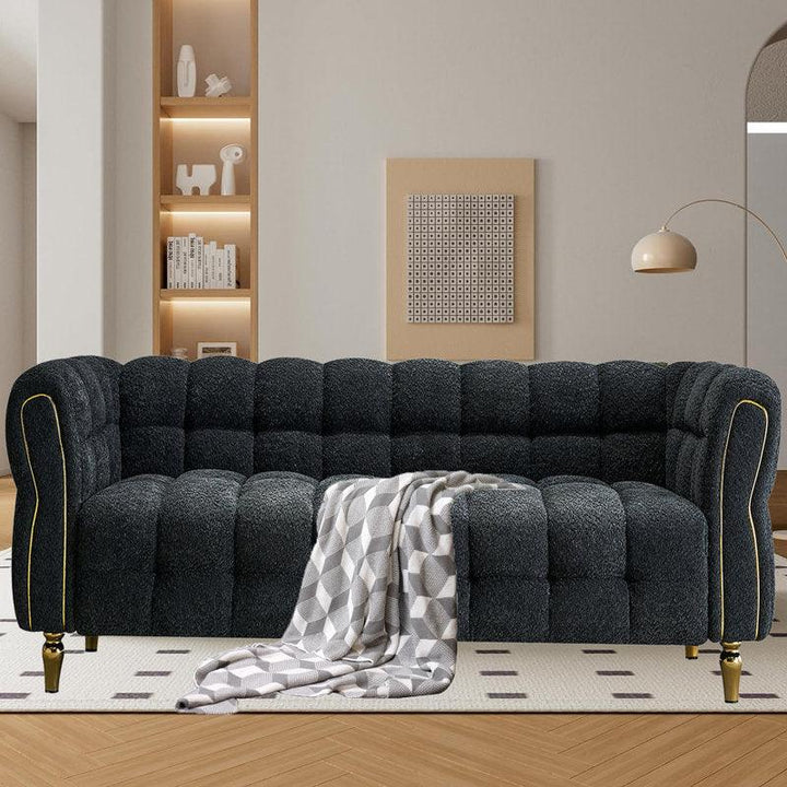 3-Seater Bouclé Sofa in Elegant Black By Alhome - Zrafh.com - Your Destination for Baby & Mother Needs in Saudi Arabia