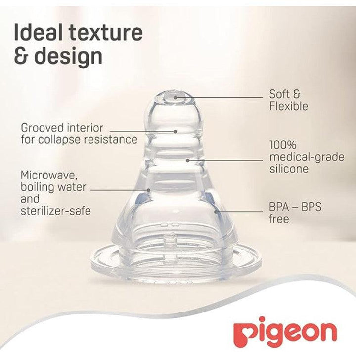 Pigeon Peristaltic Slim Neck Silicone Nipple - S - 0-3 Months - Zrafh.com - Your Destination for Baby & Mother Needs in Saudi Arabia